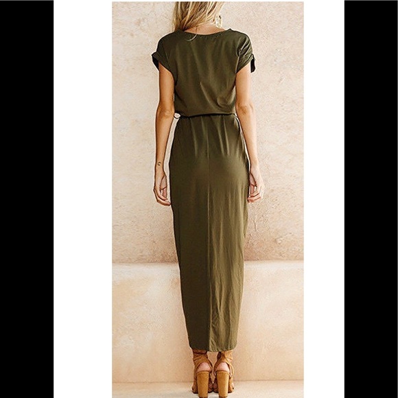 Forest Green Casual Maxi Dress - Picture 3 of 5